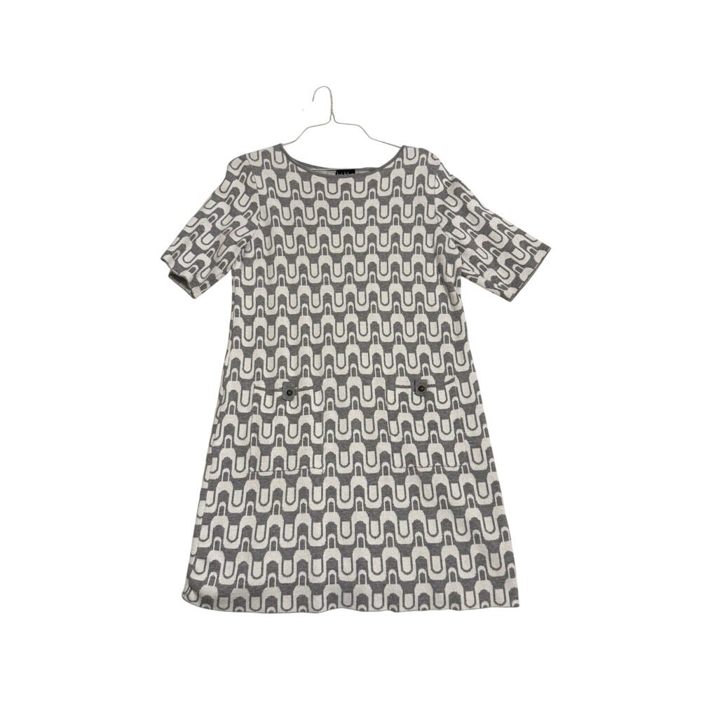 Nicole Miller New york Grey and White short sleeve sweater dress